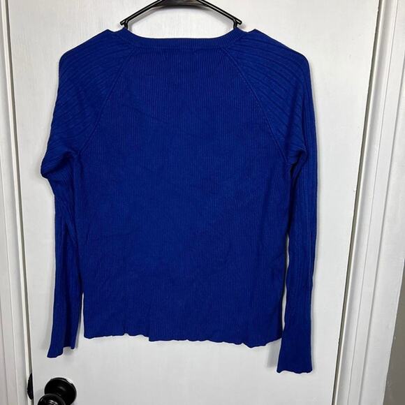 Calvin Klein cobalt blue ribbed 1/4 zip long sleeve sweater. Size m - Picture 6 of 7